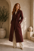 Women's Lapel Collar Long Sleeve Trench Coat