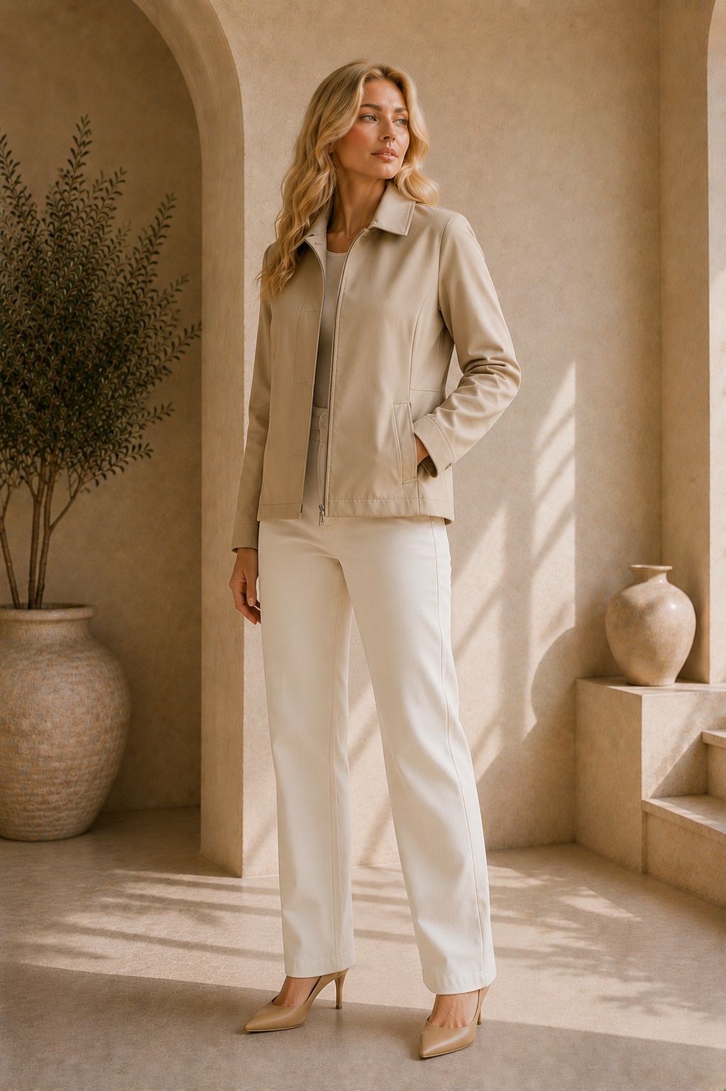 Women's Turn-Down Collar Long Sleeve Jacket