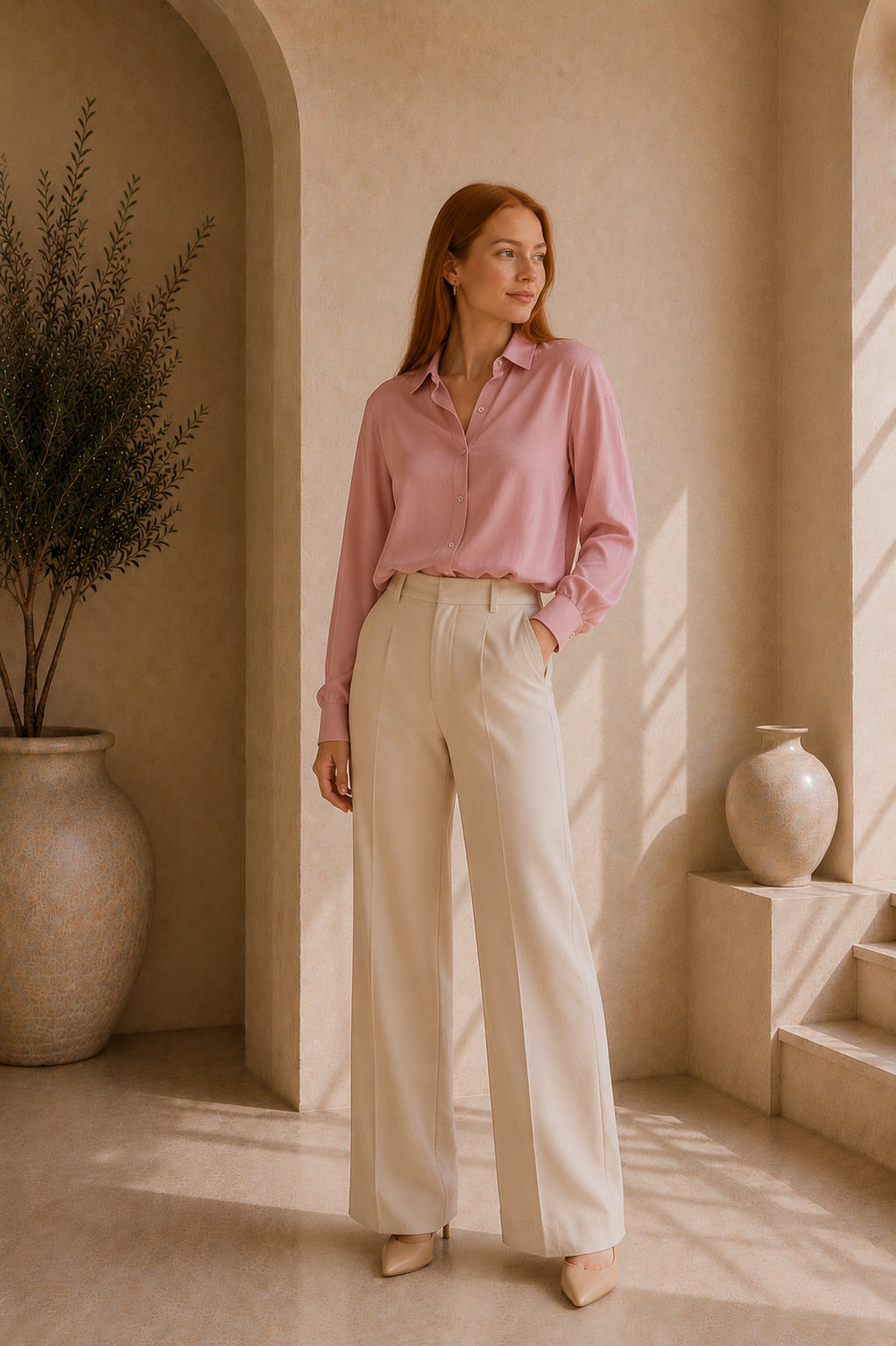 Women's Classic Collared Long Sleeve Blouse