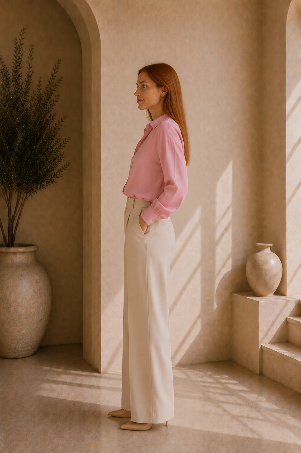 Women's Classic Collared Long Sleeve Blouse