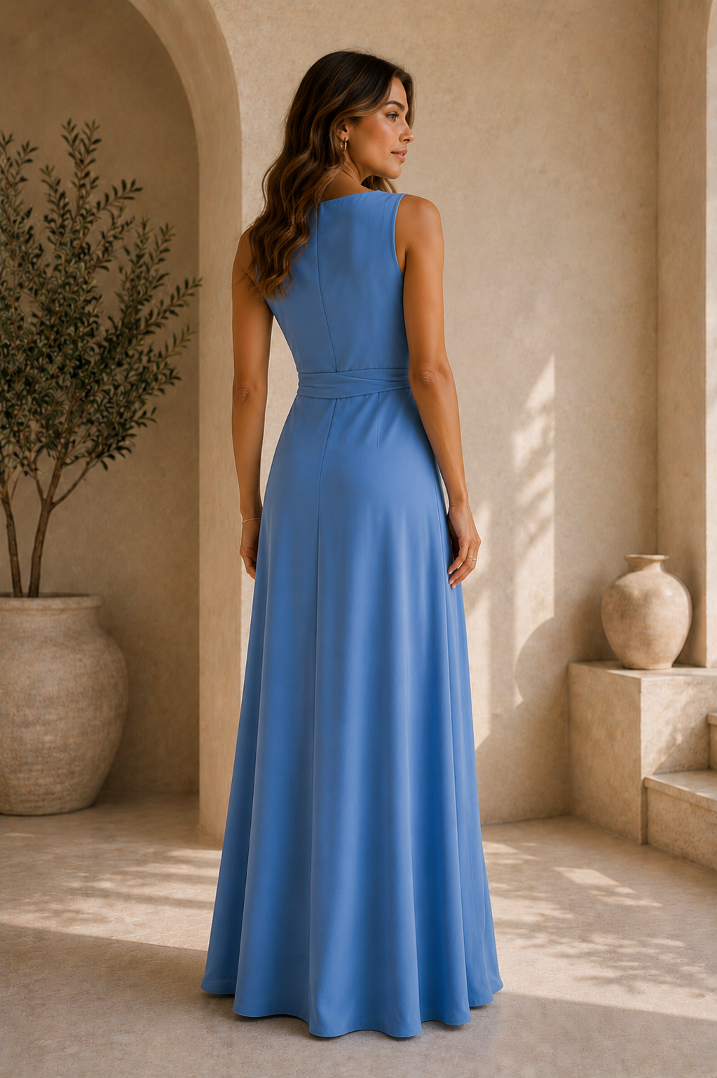 Women's Crew Neck Sleeveless Maxi Dress