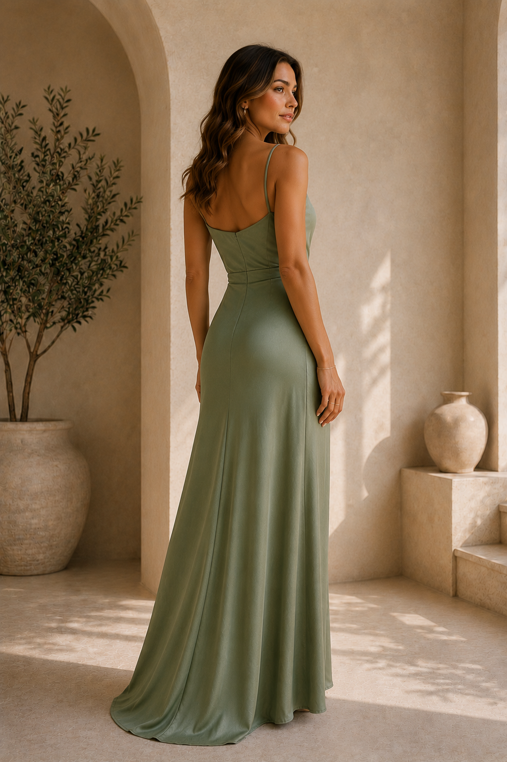 Women's Cowl Neck Spaghetti Strap Maxi Dress