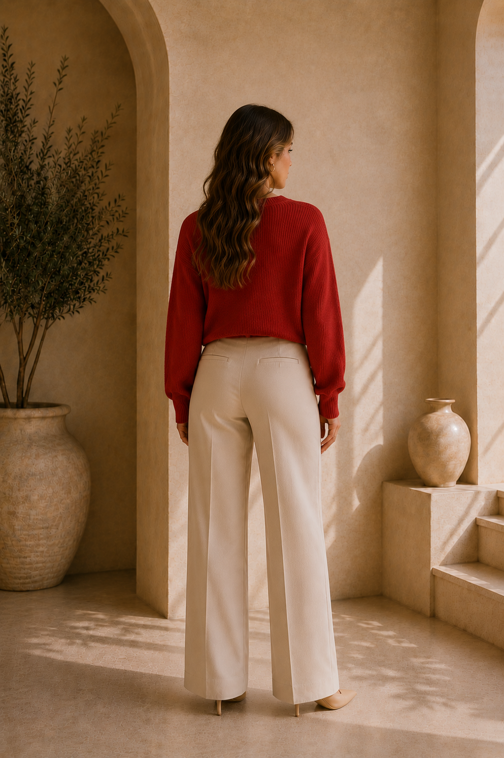 Women's Ribbed Long Sleeve Crewneck Sweater